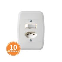 Kit 10 Interruptores com Tomada Pezzi Embutir Branca Kit 10 Interruptores com Tomada Pezzi Embutir Branca