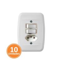 Kit 10 Interruptores com Tomada Pezzi Embutir Branca