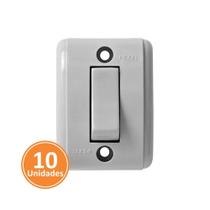Kit 10 Interruptores Retangular Pezzi Sobrepor Cinza