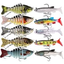 Kit 10 Iscas Artificiais 6 seguimentos + isca soft shad luxo Kit 10 Iscas Artificiais 6 seguimentos + isca soft shad luxo