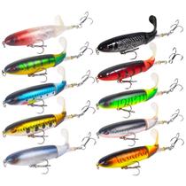 Kit 10 Iscas Artificiais Hélice Whopper Popper Superfície