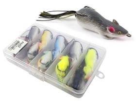 Kit 10 Iscas Artificiais Ratinhos 5cm/6,5cm + Estojo - Cmik