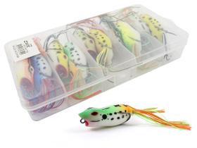 Kit 10 Iscas Artificiais Sapos Popper 5,5cm + Estojo - Cmik