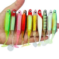 Kit 10 Iscas Artificiais Soft Shad 10cm Robalos Tucunaré