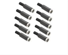 Kit 10 Jack J4 Plástico 2.1mm c/ Rabicho - Conectores