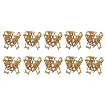 Kit 10 Jogos de Mesa Bistrô de Madeira com 4 Cadeiras Dobravel Ideal para Bar e Restaurante Mel Kit 10 Jogos de Mesa Bistrô de Madeira com 4 Cadeiras Dobravel Ideal para Bar e Restaurante Mel