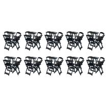 Kit 10 Jogos de Mesa Bistrô de Madeira com 4 Cadeiras Dobravel Ideal para Bar e Restaurante Preto Kit 10 Jogos de Mesa Bistrô de Madeira com 4 Cadeiras Dobravel Ideal para Bar e Restaurante Preto