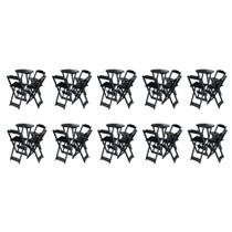 Kit 10 Jogos de Mesa Bistrô de Madeira Dobrável com 3 Banquetas - Preto Kit 10 Jogos de Mesa Bistrô de Madeira Dobrável com 3 Banquetas - Preto
