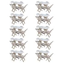 Kit 10 Jogos de Mesa com 4 Cadeiras de Madeira Dobravel 120x70 Ideal para Bar e Restaurante - sem Pi Kit 10 Jogos de Mesa com 4 Cadeiras de Madeira Dobravel 120x70 Ideal para Bar e Restaurante - sem Pi