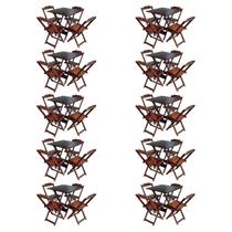 Kit 10 Jogos de Mesa com 4 Cadeiras de Madeira Dobravel 70x70 Ideal para Bar e Restaurante - Imbuia Kit 10 Jogos de Mesa com 4 Cadeiras de Madeira Dobravel 70x70 Ideal para Bar e Restaurante - Imbuia