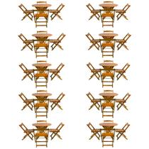 Kit 10 Jogos de Mesa Dobravel com 4 Cadeiras Tampo Redondo 70x70 Mel Kit 10 Jogos de Mesa Dobravel com 4 Cadeiras Tampo Redondo 70x70 Mel