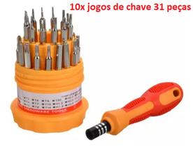 Kit 10 Jogos Ferramentas 31 Chaves - Alen Torx Fenda Philips