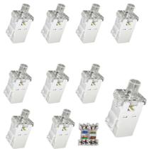 Kit 10 Keystone Seclan Rj45 Femea IDC Cat6 Fluke Rohs Branco