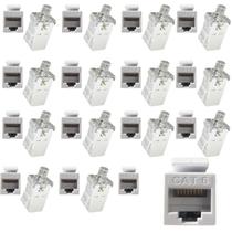 Kit 10 Keystone Seclan Rj45 Femea IDC Cat6 Fluke Rohs Branco