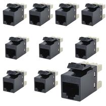 Kit 10 Keystone Seclan Rj45 Femea IDC Cat6 Fluke Rohs Preto Kit 10 Keystone Seclan Rj45 Femea IDC Cat6 Fluke Rohs Preto