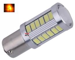 Kit 10 lampada 33 led cree bay15d 2 polo p21/5w 1157 1034 laranja 12v