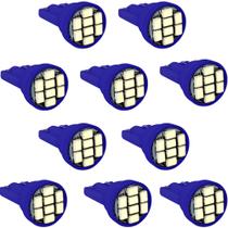 Kit 10 Lâmpada 8 Led T10 W5w Pingo Colorida 12v 5 Watts Azul