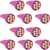 Kit 10 Lâmpada 8 Led T10 W5w Pingo Colorida 12v 5 Watts Rosa