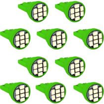 Kit 10 Lâmpada 8 Led T10 W5w Pingo Colorida 12v Verde