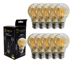 Kit 10 Lâmpada Filamento Led A60 Vintage Retrô Ambar