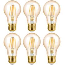 KIT 10 Lâmpada Filamento LED E27 Retrô Luz Amarela A60