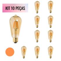 KIT 10 Lampada Filamento LED ST64 Pera 4W Vintage Retro Industrial Design Filamento E27 2200K