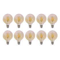 Kit 10 Lâmpada Filamento Led Vintage Redonda G95 4W Gold