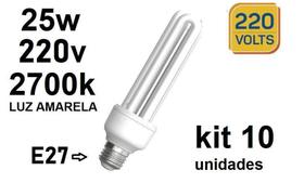 Kit 10 Lâmpada Fluorescente 25W/220V 3U 2700K E27 Luz Quente Kit 10 Lâmpada Fluorescente 25W/220V 3U 2700K E27 Luz Quente