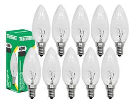 Kit 10 Lâmpada Incandescente Taschibra Vela 40w 2700k E14 220v Kit 10 Lâmpada Incandescente Taschibra Vela 40w 2700k E14 220v
