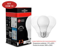 Kit 10 Lâmpada Led 15w Bulbo Branco Frio Soquete E27 Bivolt 110/220 Soquete Louça Sala Quarto Cozinha Corredor Garagem