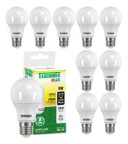 Kit 10 Lâmpada Led 9w Luz Quente Amarela 3000k Taschibra