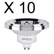 Kit 10 lampada led ar111 dimerizavel 12w 36 graus branco quente 2700k biv gu10 galaxy
