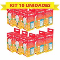 Kit 10 Lampada LED Bulbo 09 watts Bivolt 3000k Branco Morno OUROLUX
