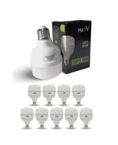 Kit 10 Lâmpada Led Bulbo 30w Bivolt Branco Frio 6500k Soquete E27 110v 220v - Frio (6500K)