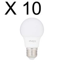 Kit 10 lampada led bulbo a55 7w branco quente 3000k bivolt e27 - galaxy led