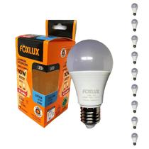 Kit 10 Lâmpada LED Bulbo A60 10W 12V 6500K Foxlux