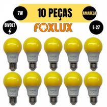 Kit 10 lampada led bulbo a60 7w e-27 amarela bivolt foxlux