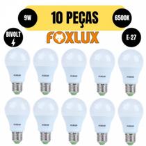 Kit 10 lampada led bulbo a60 9w e27 6500k branca bivolt foxlux