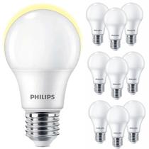 Kit 10 Lâmpada Led Philips 9w Bulbo Branco Quente 3000K 806lm Equivale 60w Luz Amarela Residencial Bivolt