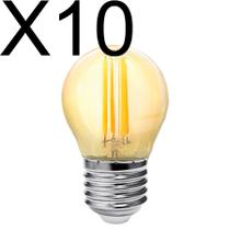 Kit 10 lampada led retro filamento bolinha g45 4w 2200k ambar biv e27 galaxy