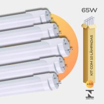 Kit 10 Lâmpada Led Tubular T8 Ho 240cm 65w 6500k Ligação 1 Lado