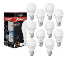 Kit 10 Lampada Pera Led Bulbo 12w E27 Branco Frio 6500k - Avant