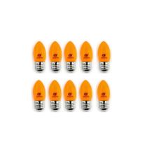 Kit 10 lampada vela led e27 1w laranja ctb 110v