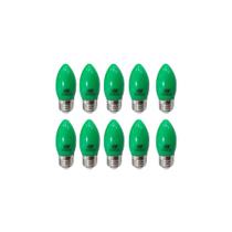 Kit 10 lâmpada vela led e27 1w verde ctb 110v