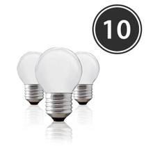 Kit 10 Lâmpadas Bolinha Bg-45 Leitosa E-27 25w 127v
