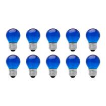 Kit 10 lâmpadas bolinha colorida azul 15w brasfort