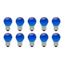 Kit 10 lâmpadas bolinha colorida azul 15w brasfort