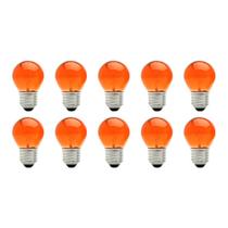 Kit 10 lâmpadas bolinha colorida laranja 15w brasfort