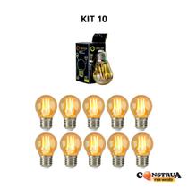 Kit 10 Lâmpadas Filamento De Led Bulbo G45 Vintage Retro E27 Bivolt 2w