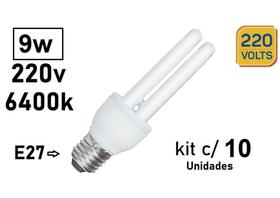 Kit 10 Lâmpadas Fluorescente 09W 220V 6.400K E27 Luz Br Casa Kit 10 Lâmpadas Fluorescente 09W 220V 6.400K E27 Luz Br Casa